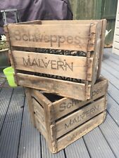 2 x vintage schweppes malvern water bottle deposit crates