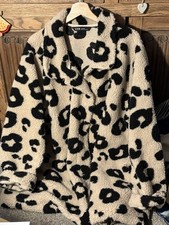 Ladies Jacket, Size 26-28, YOURS, Fleece, Animal Print, Cream & Black Preowned