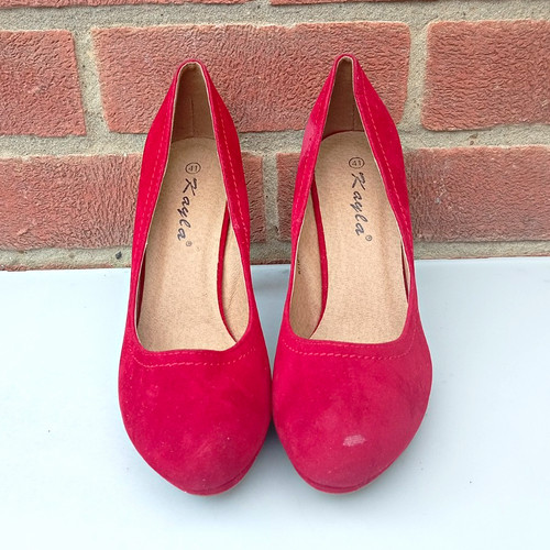Kayla red faux suede court - kayla,
