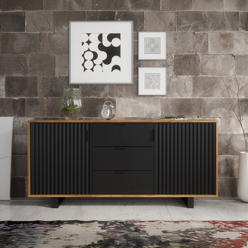 Sideboard 140cm grooved doors - grooved,