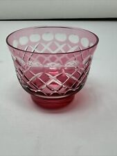 Pink Cranberry Etched Glass 2.5 Inch Diamond Shape Vintage