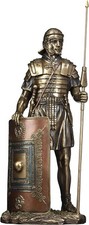 Roman Soldier With Javelin And Shield Cold Cast Bronze Finish