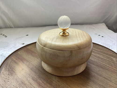 Woden bowl and lid believed - and, to