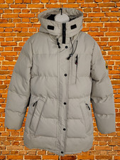 ZAVETTI CANADA BEIGE PUFFER JACKET COAT SMALL WOMENS THICK PADDED HOOD FULL ZIP