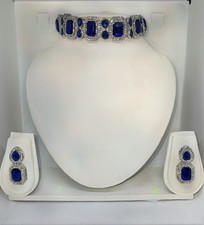 Blue colour Indian bollywood Necklace earring jewellery kundan set