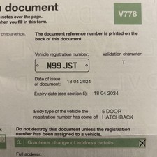 M99 JST Private Number Plate On Retention to 2034 Cherished Reg-Private Plate