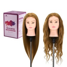 24'' 50% Real Hair Training Head Hairdressing Manikin Mannequin Doll&Table Clamp