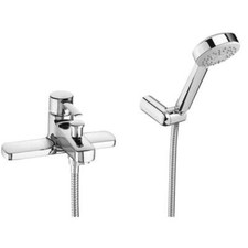 Roca Victoria Bath Shower Mixer Tap with Shower Kit Deck Mounted - Chrome