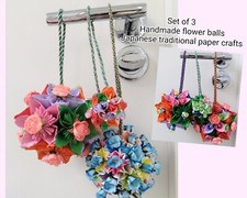 Set of 3 Origami flower paper balls, artificial flower decoration, Handmade