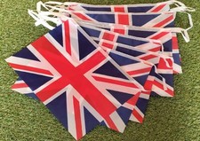 Kings Coronation Union Jack Bunting 8 Fabric Flags 12ft Decorative Party Banner