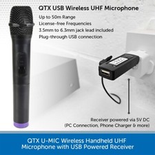Wireless UHF Handheld Microphone Dynamic Vocal Singing Karaoke Mic USB & Jack PA