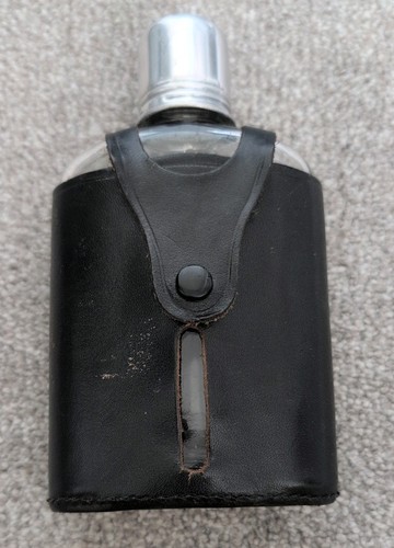 Glass hip flask with leather - glass,