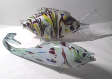 Vintage 1970’s Romanian Colourful Murano Style Glass  Fish x 2