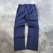 Vintage Fire Fighter Utility Uniform Pants 34x34 Dark Blue Bootcut Creased 70s