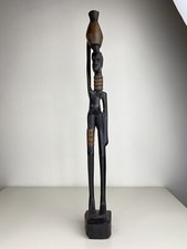 African Lady Wood Statue Water Carrier Beautiful large