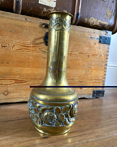 Brass art nouveau vase - brass,