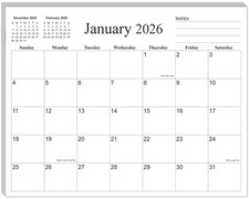 Magnetic Fridge Calendar 2026