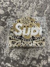 Supreme Bandana Big Logo Beanie - Beige - FW24 - NEW