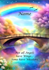 PERSONALISED Card ANGEL RAINBOW BRIDGE, Bereavement Sympathy Lost Dog Pet Cat