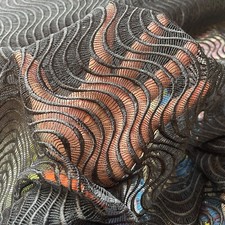 Black Cotton French Lace Aztec Embroidery Fabric Dress Bridal Gothic Wedding 54”