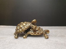 Vintage Brass Tortoise x 2 Reptile Ornament Paperweight Animal Figurines