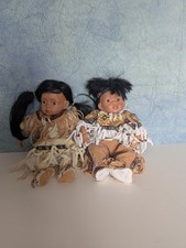 Native American Porcelain Doll Set Boy and Girl Positive Spirit Child Doll Rare
