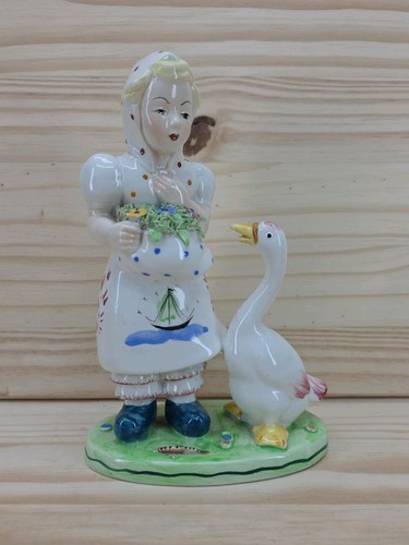 Figurine girl and goose - girl,