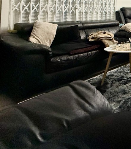 Black leather sofa - 2,