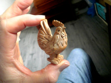 Hand carved netsuke chicken or cockerel collectable boxwood figure carving