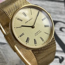 Jean Renet Watch FLATLINE Mens Vintage 1980s Swiss Made Gold Plate 34mm Case