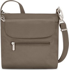 Travelon Women's Anti-Theft Classic Mini Shoulder Bag Sling Tote, 8.5 Nutmeg 
