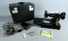 Vintage Singer Featherweight 222K sewing machine with case working        #