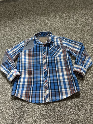 Next boys blue check - check, long