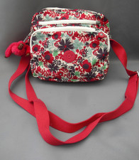 Kipling Pink aqua blue floral Breezer bag with Zooey Pink monkey used