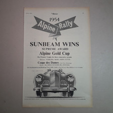 Sunbeam Talbot 1954 Alpine Rally Original Paper Magazine Advert