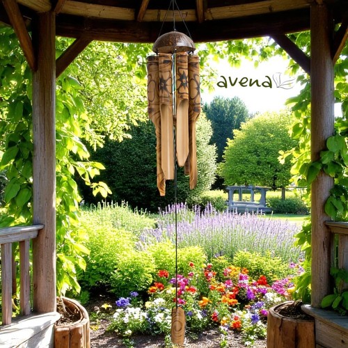 Large bamboo windchime burnt - bamboo,