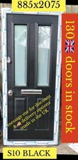 NEW SOLIDOR LUDLOW BLACK COMPOSITE DOOR IN WHITE UPVC FRAME 885 X 2075