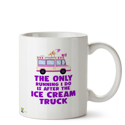 Funny running mug - mug, cream