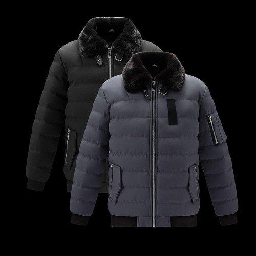 Fur collar down jacket - down,