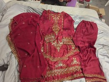 Indian Pakistani Wedding Dress Red Silk Outfit Brand New Large Size