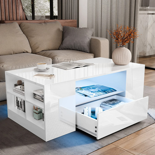 Led coffee table wooden - coffee,