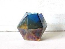 Blue iridescent Anthropologie Irregular Shape Glass Geometric Vase Blue Petrol