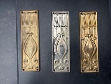 Brass Art Deco Finger Plates. Set of 3 Vintage Art Deco