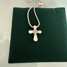 Silver Amythest Cross On Chain