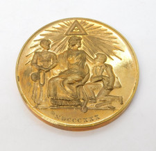 Gold Plated Masonic Interest Medallion Coin Antique c1910 Edwardian