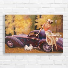 Girl With Dog In Retro Classic