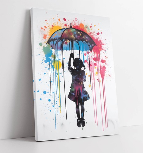 Banksy style umbrella girl - style,