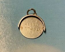 VINTAGE HAPPY BIRTHDAY SILVER SPINNER CHARM FOR CHARM BRACELET
