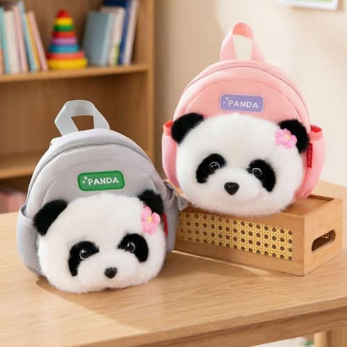 Cute panda plush kids backpack - panda,