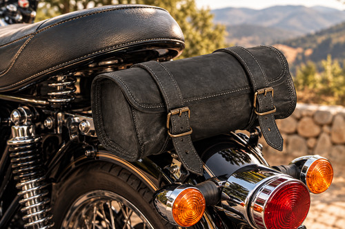 Black leather motorcycle tool - leather,